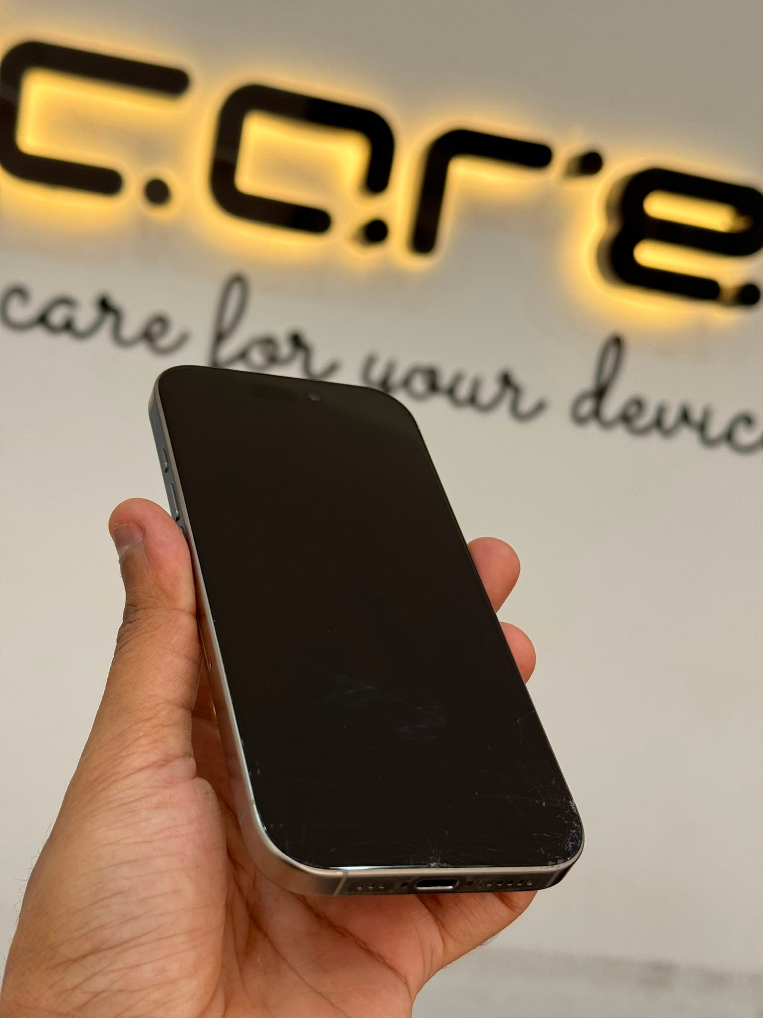 iPhone 16 Pro brought in for screen repair at ICARE
